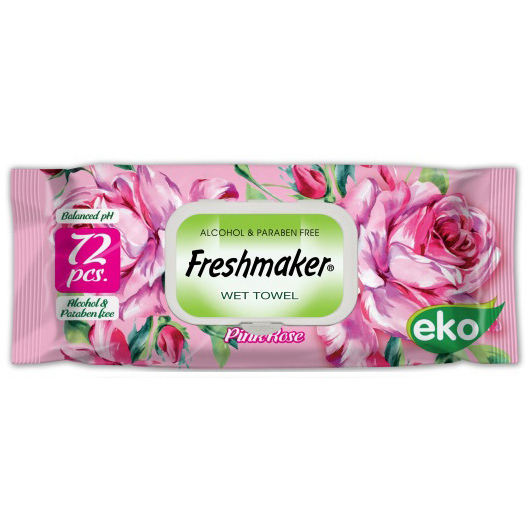 Freshmaker Chusteczki Nawilżane Oczyszczające – 72 szt., Zapach Różany