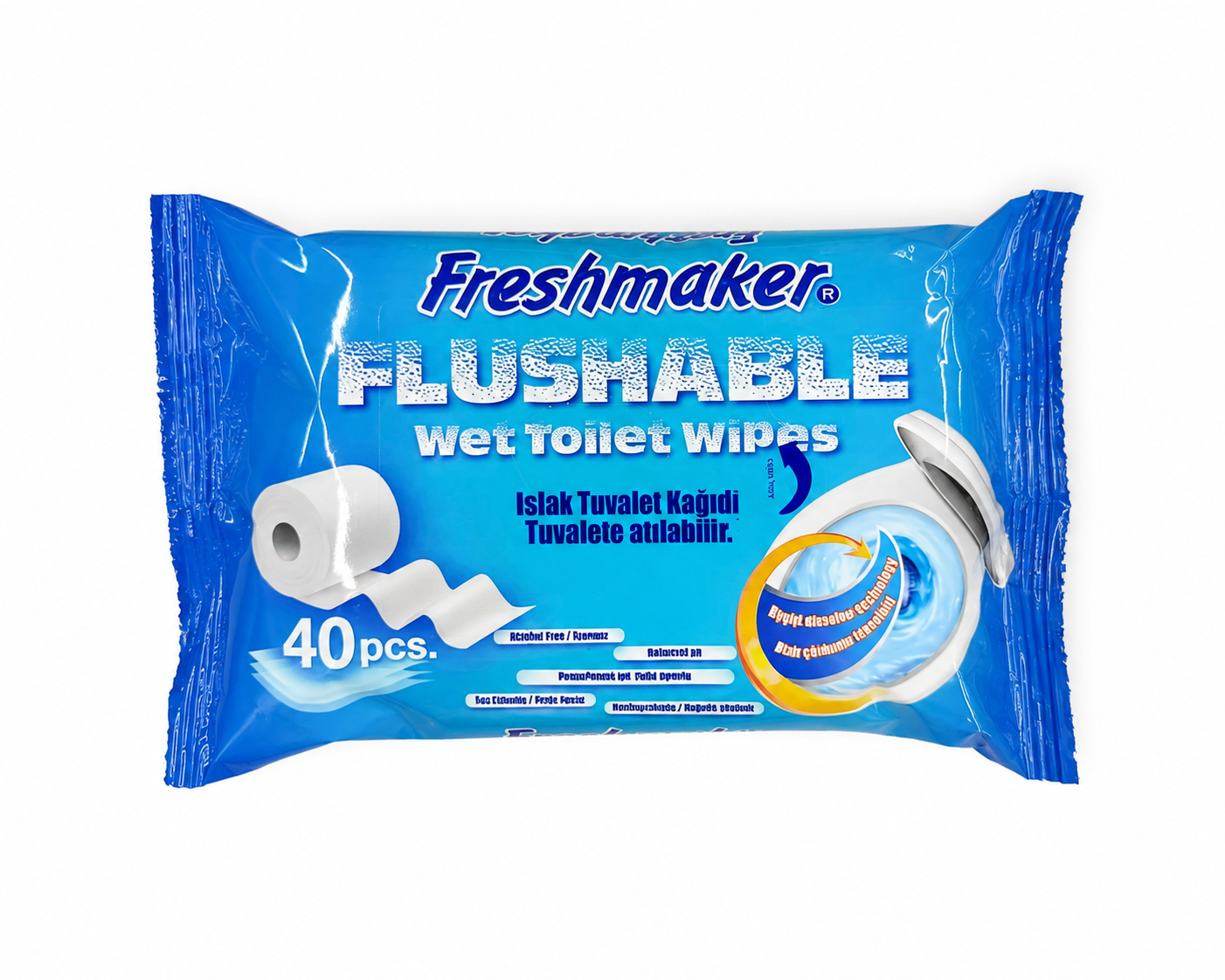 Freshmaker Flushable Wet Toilet Wipes – Nawilżane Chusteczki Toaletowe 40 szt.