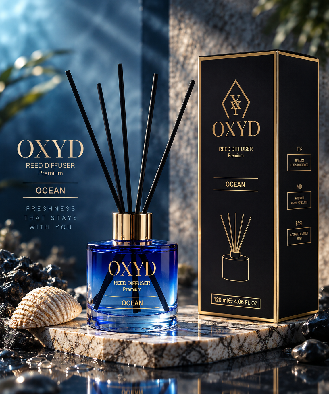 Zapach domowy - Dyfuzor z patyczkami - Ocean- 120ml