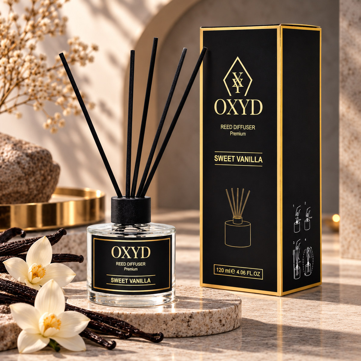 Zapach domowy - Dyfuzor z patyczkami - Sweet Vanilla - 120ml