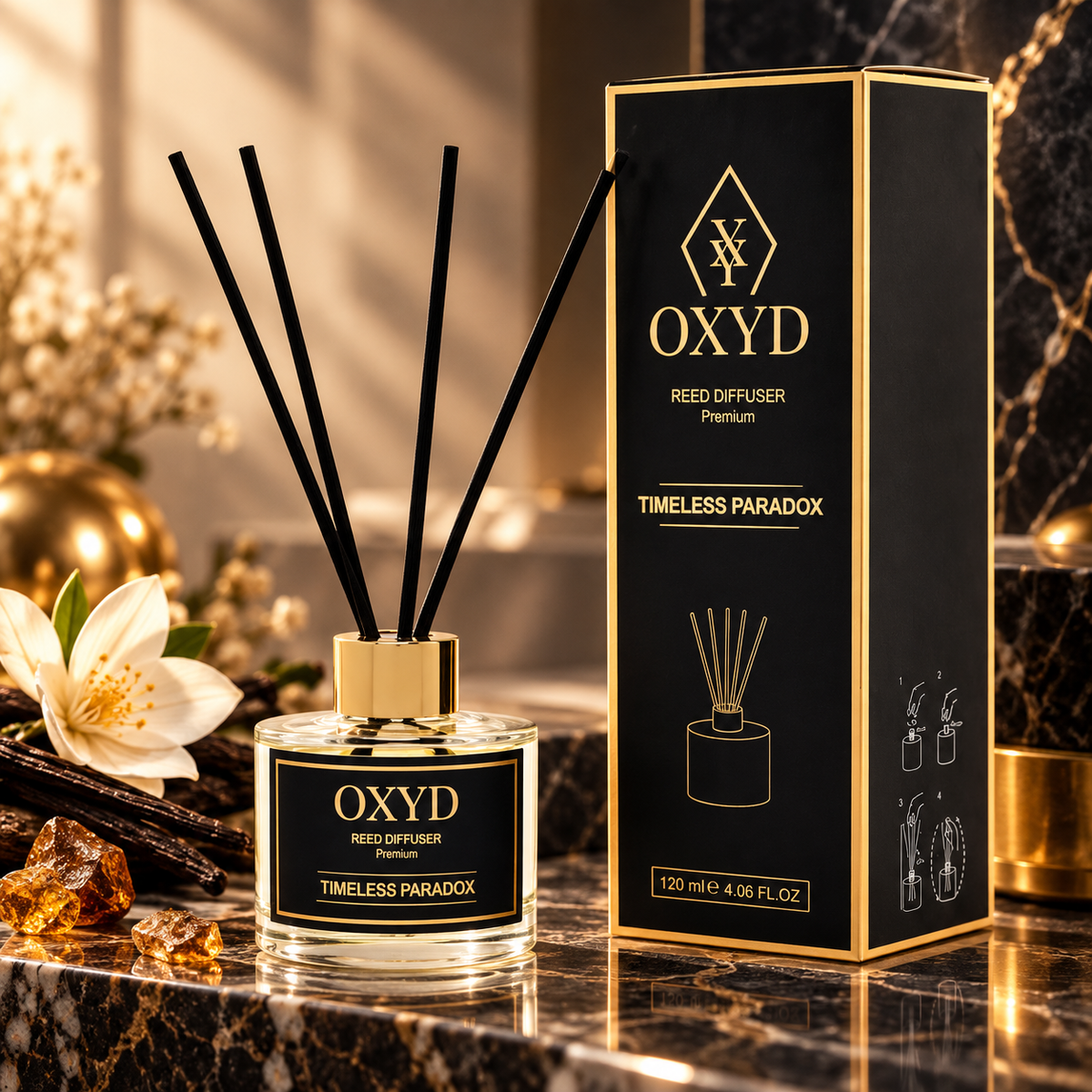 Dyfuzor zapachowy z patyczkami - Timeless Paradox 120 ml - Zapach domowy
